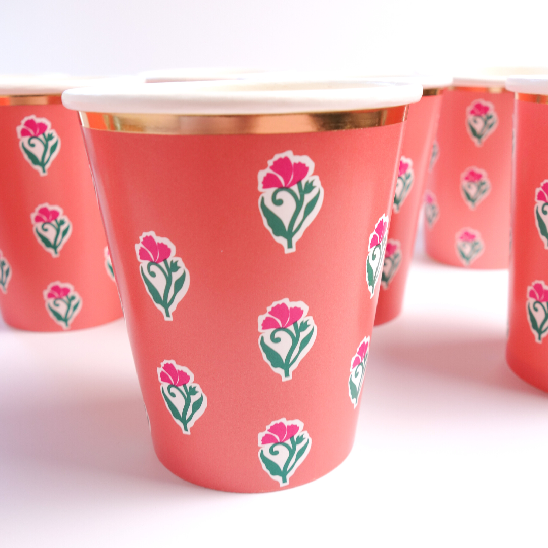 Block Print Cup Set (x 8)