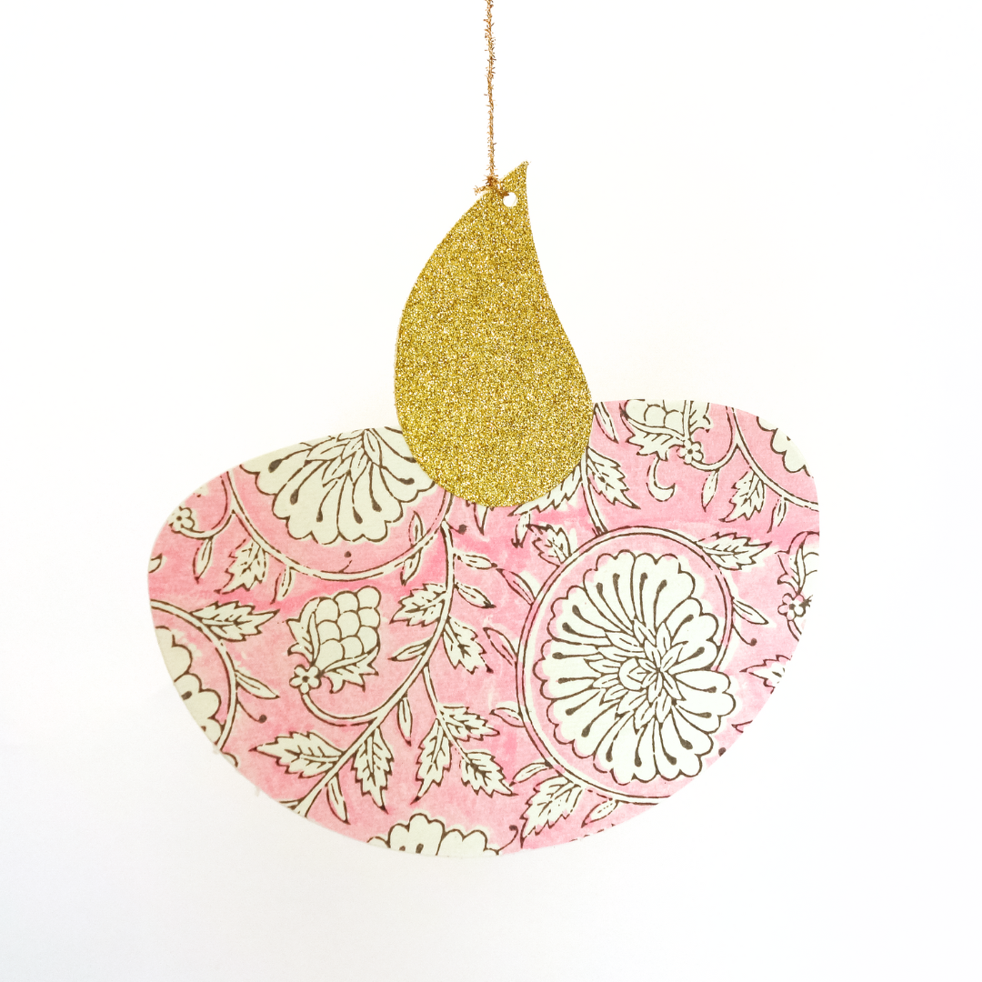 Pink Floral Hanging Diya (x 2)