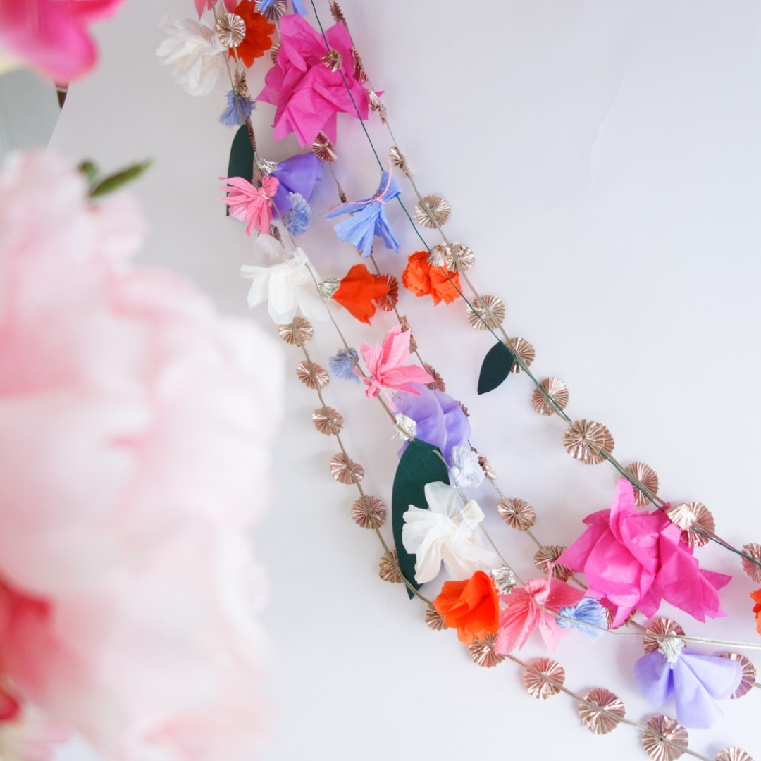Photo of Lotus Garland, Flora Garland, and Rose Gold Gota Garlands