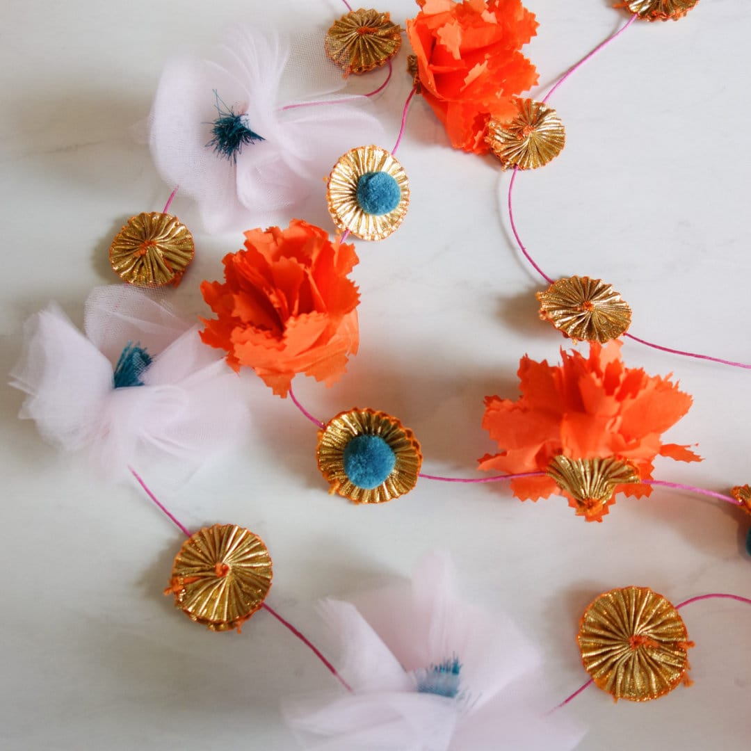 Marigold Garland in Teal (x 3)