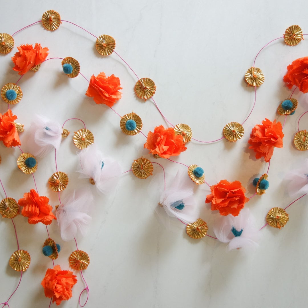Marigold Garland in Teal (x 3)