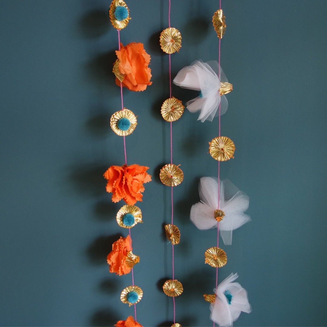 Marigold Garland in Teal (x 3)