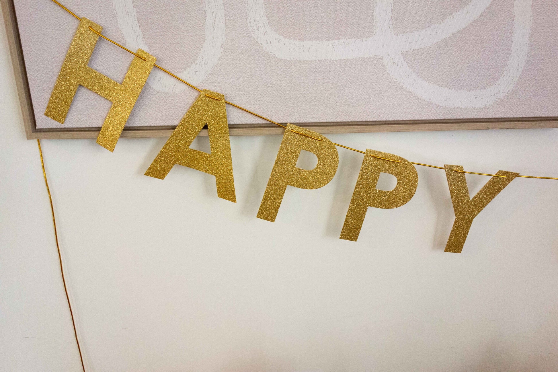 Close up view of Happy Diwali banner gold letters